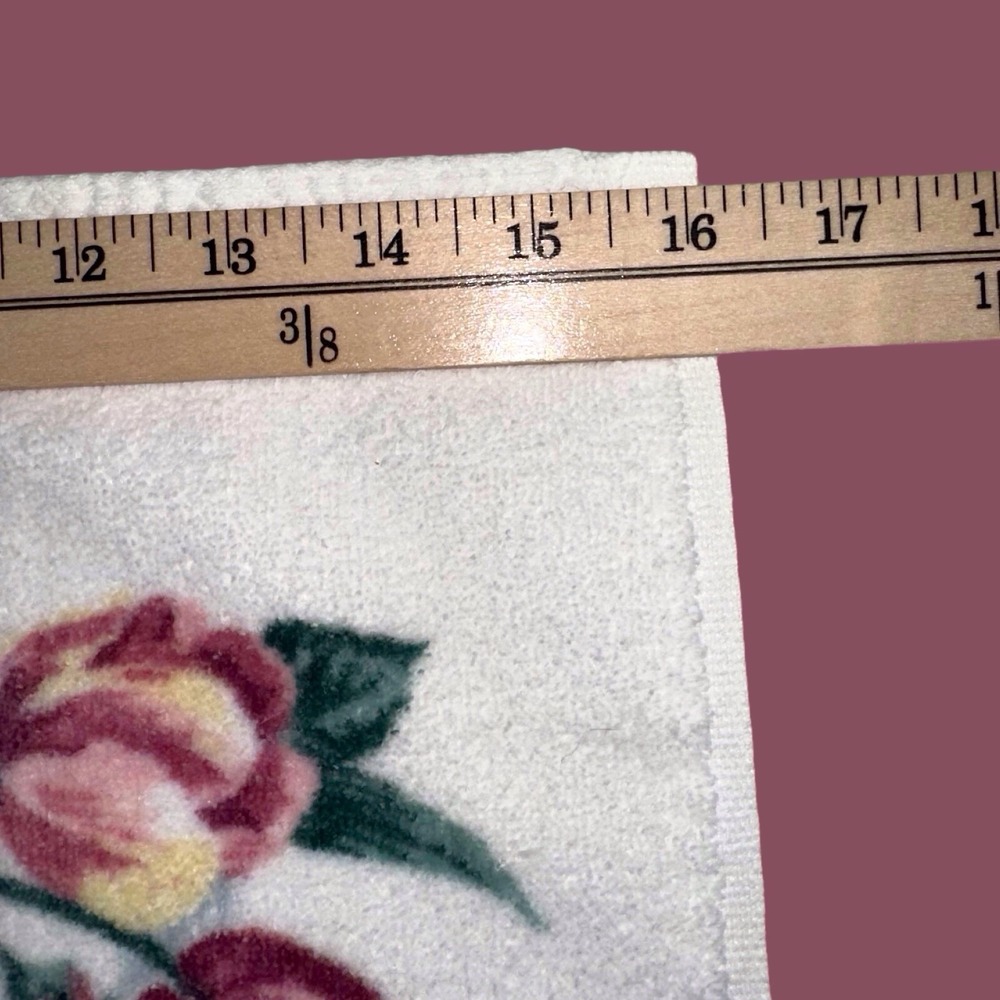 VTG Springmaid Made USA Hand Towel 90s Cottagecore Retro Pink Roses Blue Stripes - Picture 9 of 10